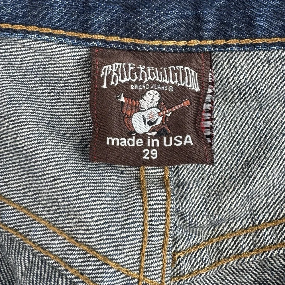 True Religion Geno Jeans Mens 29x32 Blue Denim Geno USA Distressed Selvedge NWT